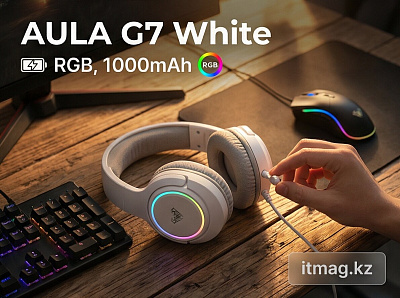 Наушники с микрофоном AULA G7 White, 1000mAh, RGB (G7 White)