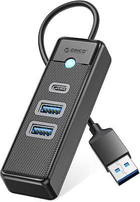 USB хаб 3.0 HUB 2xUSB-A + USB-C, 0.15m (ORICO-PWC2U-U3-015-BK-EP)
