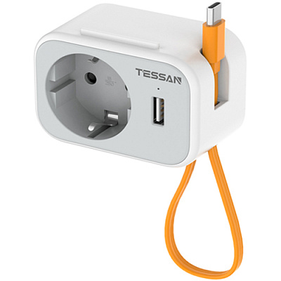 Сетевой фильтр + зарядка Tessan TS-332, grey (TS-332)