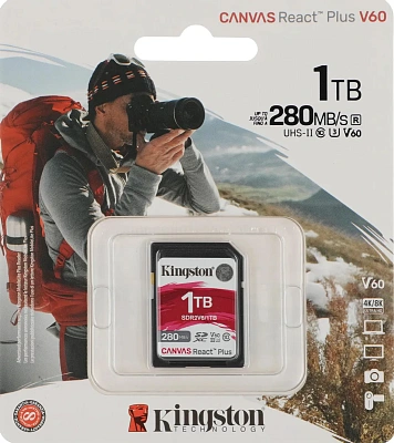 Карта памяти SD, Kingston Canvas React Plus, 1Tb, SDR2V6/1TB, UHS-II V60 (SDR2V6/1TB)