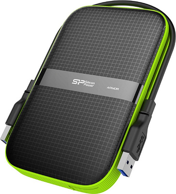Внешний жесткий диск HDD USB 2 TB Silicon Power, A60, USB3.1, black-green (SP020TBPHDA60S3K)