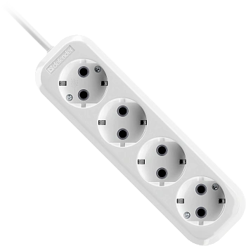 Удлинитель с заземлением Defender R340 16 А, 2 м, 4 розетки, белый (99375) Удлинитель с заземлением Defender R340 16 А, 2 м, 4 розетки, белый (99375)