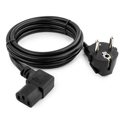 Кабель питания Cablexpert PC-186A-VDE, 1.8м, Schuko- C13, VDE, 10А, черный, угловой разъем, с заземл (PC-186A-VDE)
