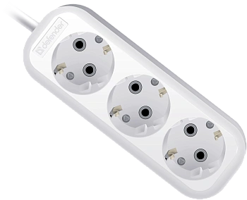 Удлинитель с заземлением Defender R330 16 А, 10 м, 3 розетки, белый (99369) Удлинитель с заземлением Defender R330 16 А, 10 м, 3 розетки, белый (99369)