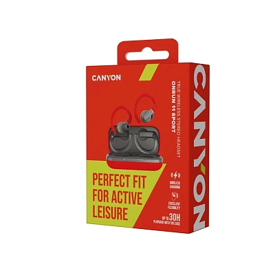 Наушники Canyon headset OnRun 11 Sport, Red (CNS-TWS11R)