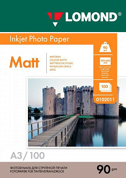 Бумага Lomond A3, 90г/м2, 100 листов, матовая, односторонняя (0102011)