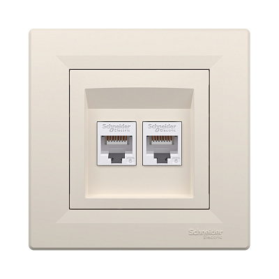 Розетка двойная компьютерная SE EPH4800123 Asfora RJ45 кат. 6 в сборе кремовый (EPH4800123)