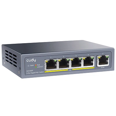 Коммутатор PoE+ GbE  5-портовый CUDY GS1005P  (GS1005P)