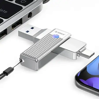 USB-накопитель, ORICO, 128Gb, USB-C/USB-A (ORICO-UFSD-LD-128G-SV-BP)