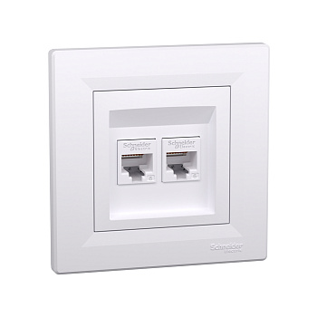 Розетка двойная компьютерная SE EPH4800121 Asfora RJ45 кат. 6 в сборе белый (EPH4800121)