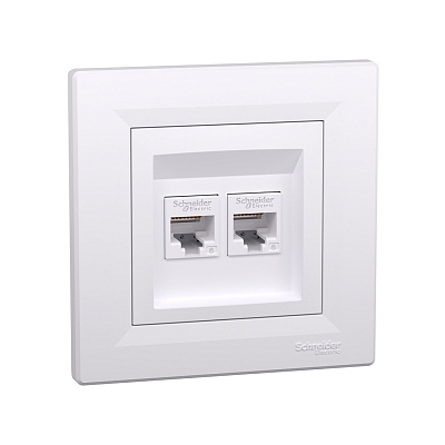 Розетка двойная компьютерная SE EPH4800121 Asfora RJ45 кат. 6 в сборе белый (EPH4800121)