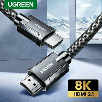  Кабель Ugreen HD135 HDMI M/M Round Cable Zinc Alloy Shell Braided, 3m, Gray (80602)