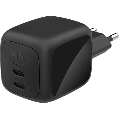 Зарядное устройство для телефонов BELKIN 67W Dual USB-C PD WALL CHARGER Black (WCH020KQBK)