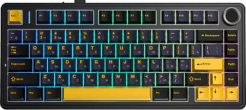 Клавиатура AULA F75, Gray Wood V3 (F75 Black+Dark Blue+Orange)