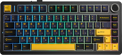 Клавиатура AULA F75, Gray Wood V3 (F75 Black+Dark Blue+Orange)