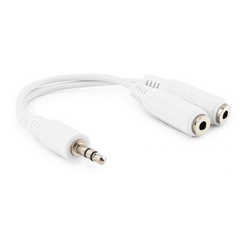Кабель разветвитель аудио сигнала Cablexpert CCA-415W, джек3.5 папа->2х джек3.5 мама, 10см, белый (CCA-415W)