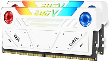 Оперативная память с RGB подсветкой 32GB Kit (2x16GB) GEIL EVO V RGB 7200Mhz DDR5  White  (GESW532GB7200C36ADC) Оперативная память с RGB подсветкой 32GB Kit (2x16GB) GEIL EVO V RGB 7200Mhz DDR5  White  (GESW532GB7200C36ADC)