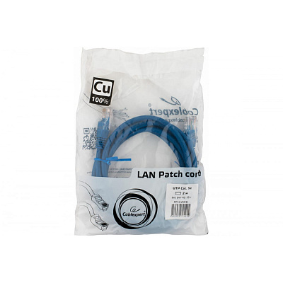 Патч-корд UTP Cablexpert, кат. 5e, 2м, синий (PP10-2M/B)
