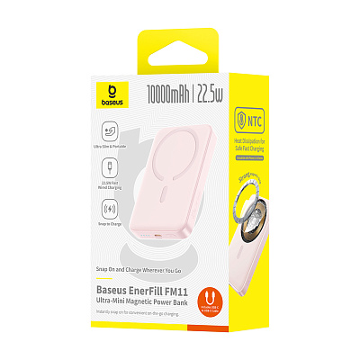 Портативный внешний аккумулятор Baseus EnerFill FM11 Ultra-Mini, 10000mAh 22.5W - Pink (E0026601)