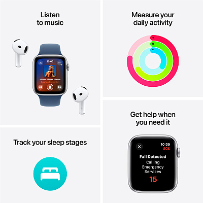 Смарт часы Apple Watch SE 2024 GPS 44mm Midnight Aluminium Case with Midnight Sport Band - M/L,Model A2723 (MXEK3QI/A)