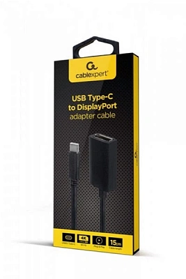 Конвертер Cablexpert USB Type-C to DisplayPort adapter cable, 4K, black  (A-CM-DPF-02)