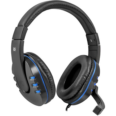 Наушники с микрофоном Defender Warhead G-160 черный + синий (64118)