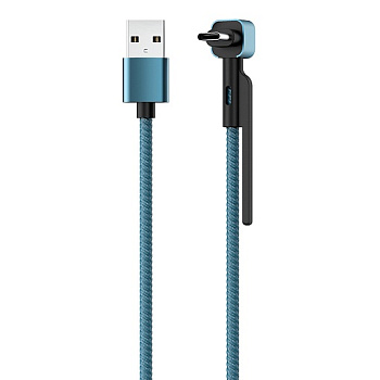 Кабель OLMIO STAND, USB 2.0 - Type-C, 1.2м, 2.1A, синий (39505)