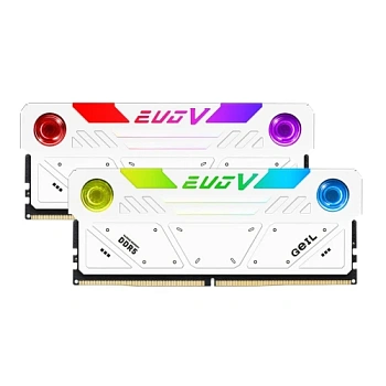 Оперативная память с RGB подсветкой 32GB Kit (2x16GB) GEIL EVO V RGB 8000Mhz DDR5 White  (GESW532GB8000C38ADC) Оперативная память с RGB подсветкой 32GB Kit (2x16GB) GEIL EVO V RGB 8000Mhz DDR5 White  (GESW532GB8000C38ADC)
