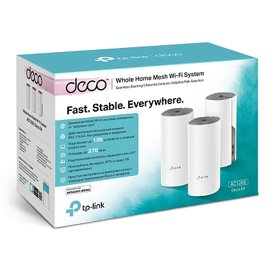 Домашняя Mesh Wi-Fi система AC1200 Tp-Link Deco E4 (3 устройства) (Deco E4(3-Pack)(EU))