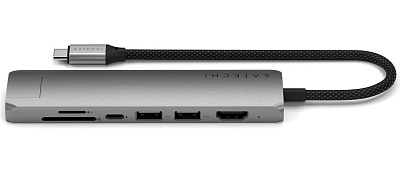 Картридер / USB-хаб Satechi 7-in-1 USB-C Slim Multiport Adapter with Ethernet - Space Grey (ST-P7SM)