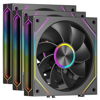 Вентилятор для корпуса PCCooler F3 X120R ARGB 3 pack (Reverse Blade) Black (F3 X120R ARGB BK 3IN1)